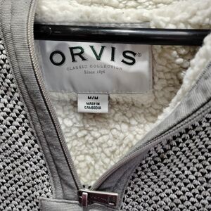 Orvis Sherpa-Lined Zip-Up Sweater Vest - Gray & Cream